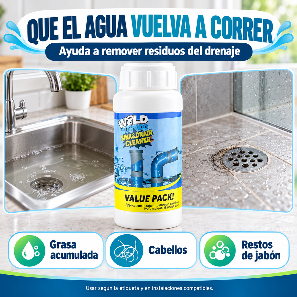 Wild Tornado | Destapador de Cañerías para Cocina y Baño